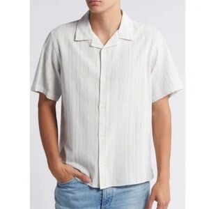 Wax London Didcot Relaxed Fit Stripe Cotton Camp Shirt